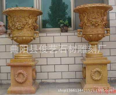 【王氏雕刻曲陽縣廠家供應大理石石雕花盆歐式花盆各種花盆低價批發訂做】曲陽縣俊藝石材雕刻廠 - 產品庫